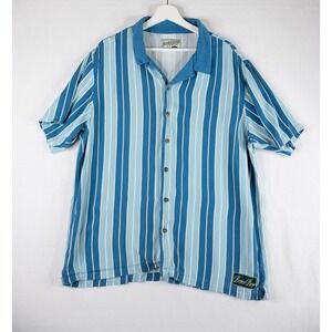 Bogey Boys by Macklemore Shirt Mens Large Blue Striped Baseball Button-Up Golf